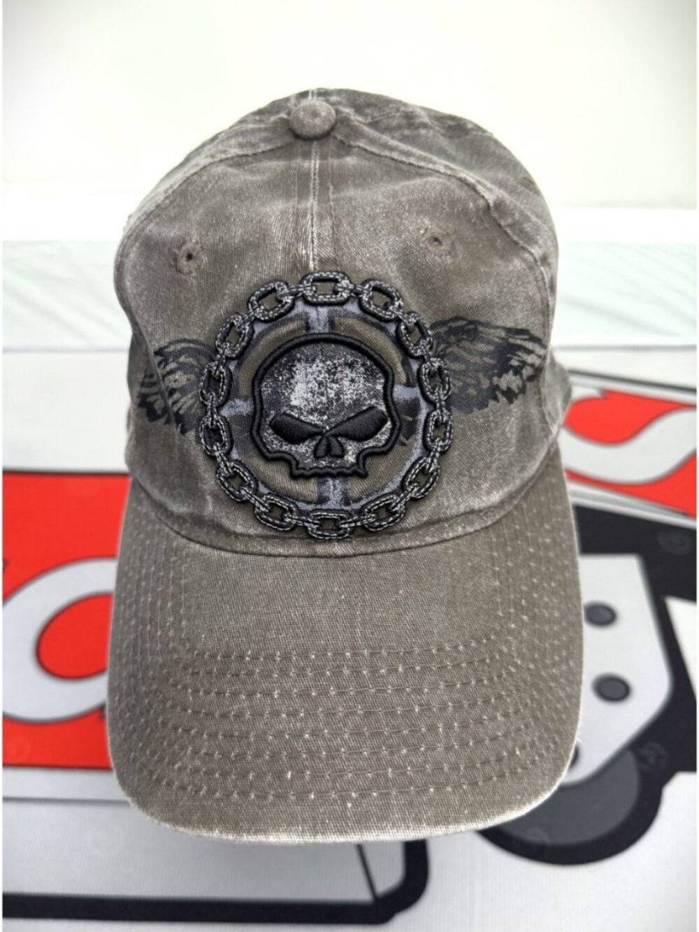 New Era 39Thirty Gray Harley Davidson Skull logo Cap Men's Size S/M